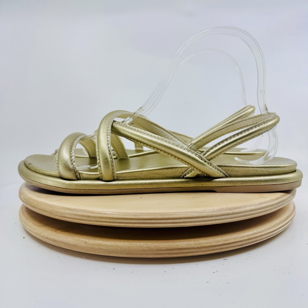 OluKai Tiare Shoes Womens 8 Bubbly Gold Leather Strappy Sandals Slingback 20515
